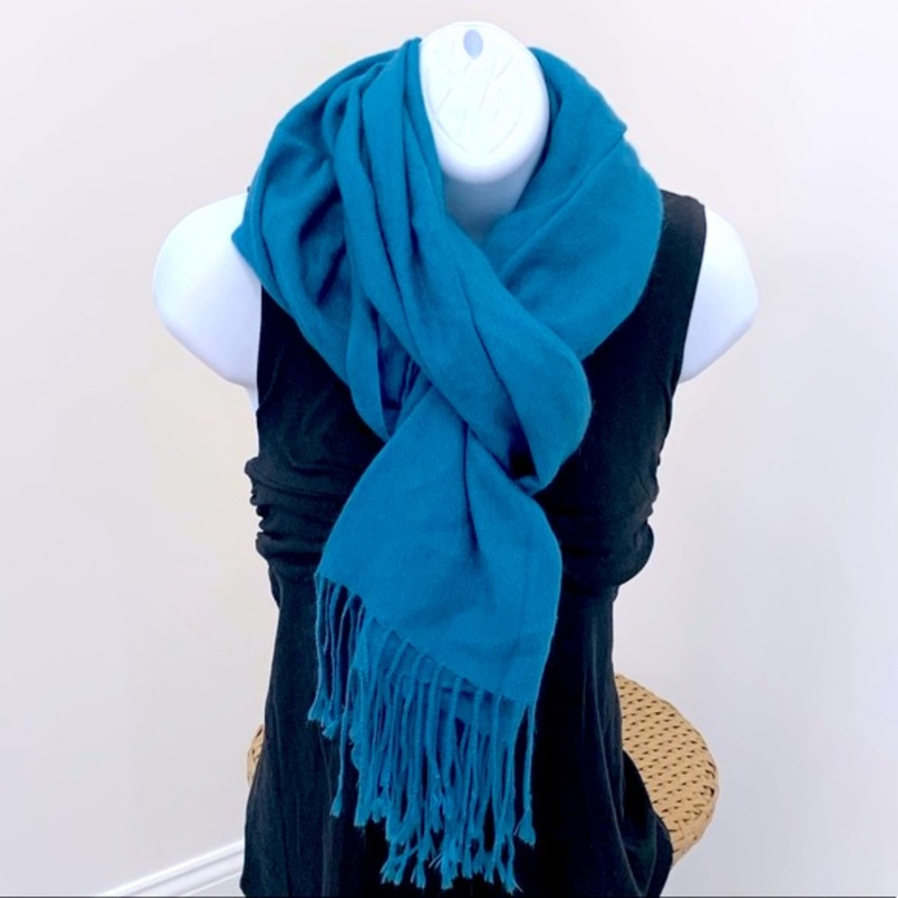 Teal blue pashmina style scarf wrap
